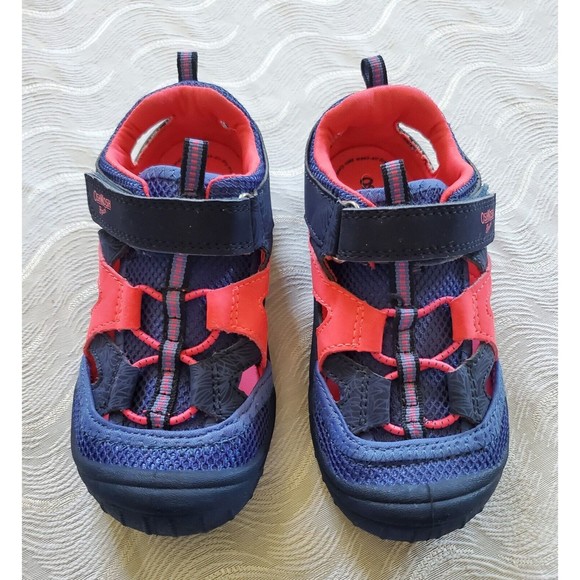 OshKosh B'Gosh Toddler Girls Size 12 Blue Pink Hook Loop Sport Sneakers Shoes - Picture 3 of 9